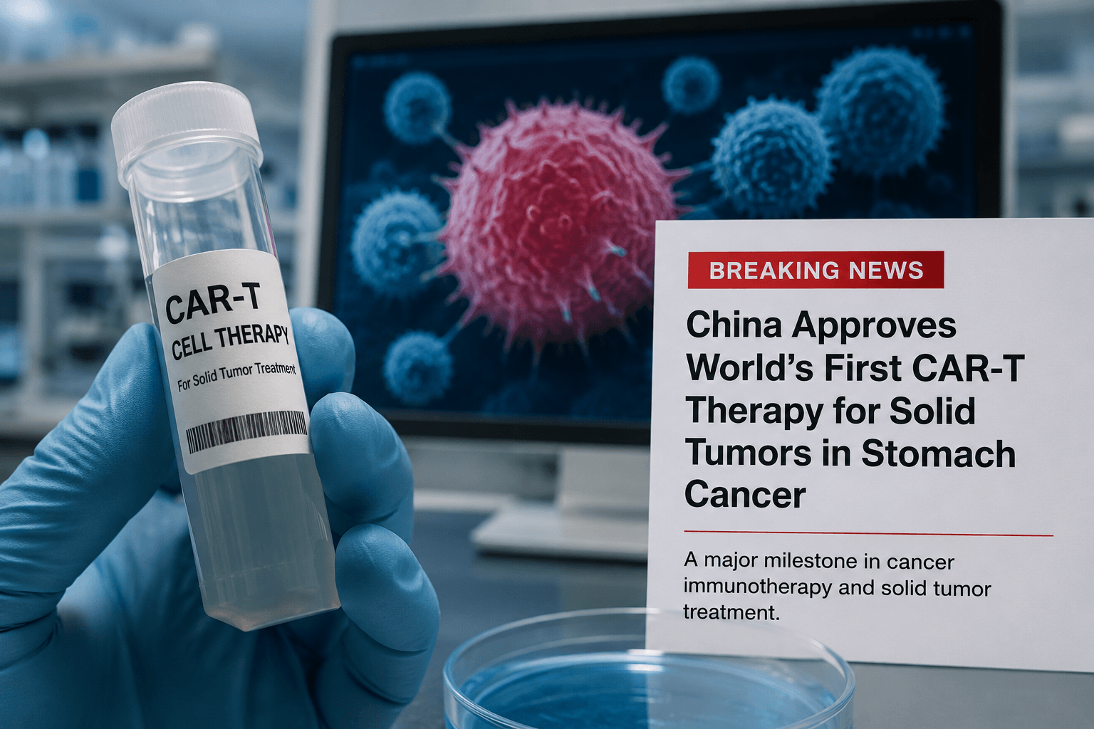 China approves first CAR-T therapy for solid tumors